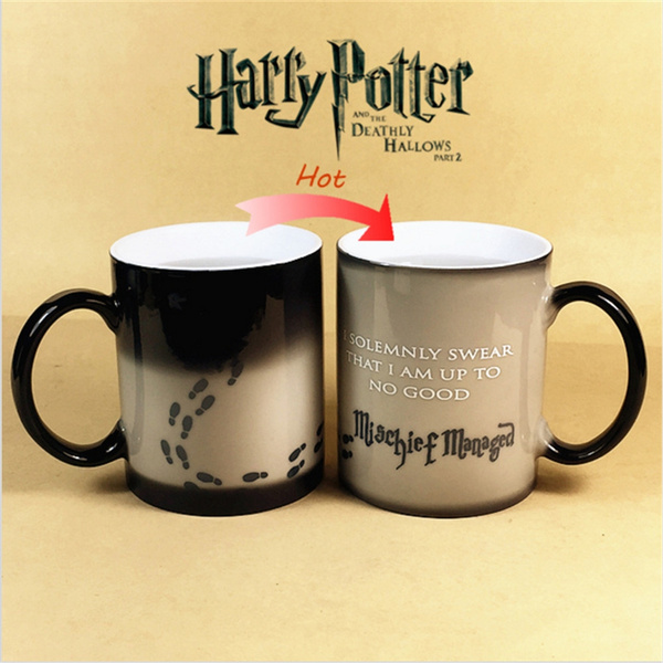 Harry Potter Mugs Color Changing Footprint Mischief Managed Magic Coffee  Mug Cups Friend Gift (Size: 350 Ml)