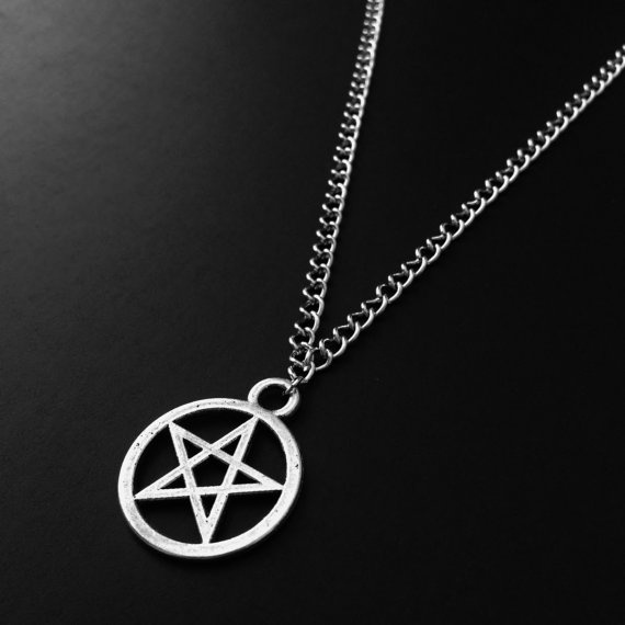 Grunge Necklace Pentagram Necklace Wiccan Necklace Pagan Jewelry Pentacle Pendant Gothic Jewelry Witchy Jewelry Silver Pentagram，AQ188 
