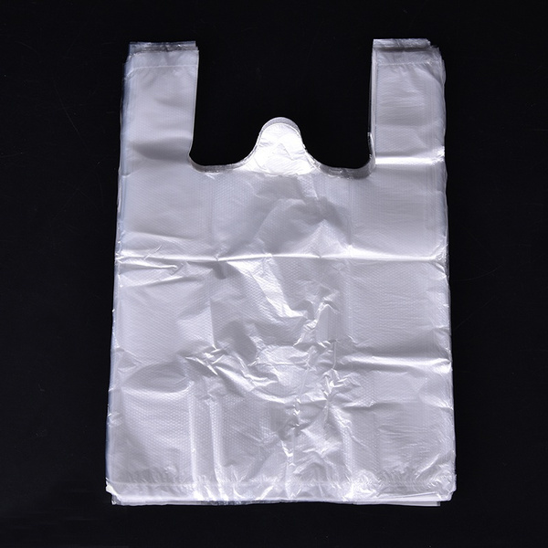 Amazon.com: 100 Large Plastic Grocery T-Shirt Bags - Plain White 12