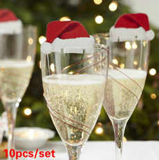 New 10pcs/set New Christmas Decorations Hats 10pcs/lot Champagne Glass Decor Paperboard Noel Decoration Navidad