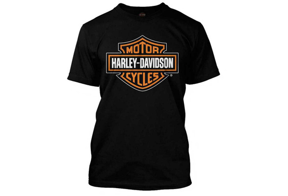 Harley-Davidson Men's Orange Bar & Shield Black T-Shirt 30290591