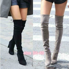 Women Stretch Slim Thigh High Boots Sexy Fashion Over The Knee High Heels Size 34-43 (Suggest choosing one size bigger than usual)