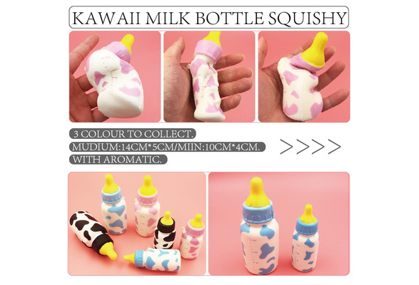 1PCS New 13.5CM Jumbo Squishy Pink Milk Bottle Slow Rising