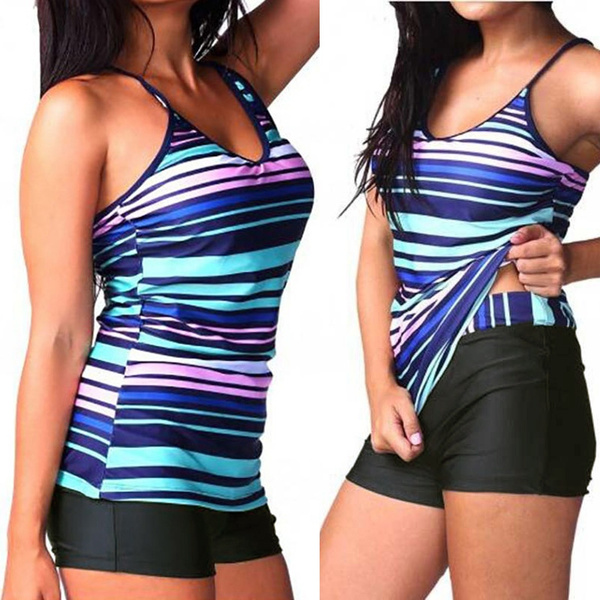 Women Stripes Sports Swimwear Plus Size Swimming Suits | Wish
