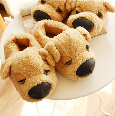plush dog slippers