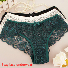 Women's Sexy Lace Panties With Big Size,S-XL 5 Colors High-Crotch Transparent Floral Briefs Underwear Culotte