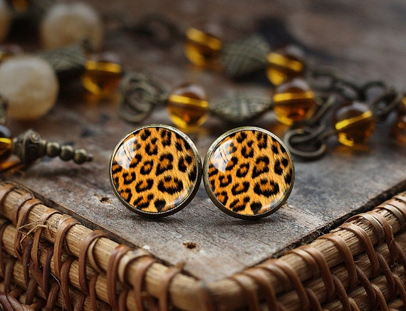 leopard stud earrings