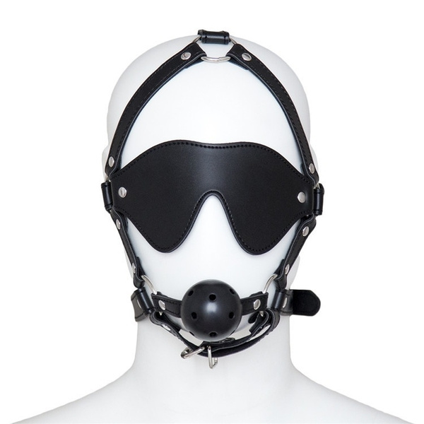 Adult Sex Mask With Blindfold Harness Gag Mouth Ball Gag Cosplay Fetish Bondage Set For Couples