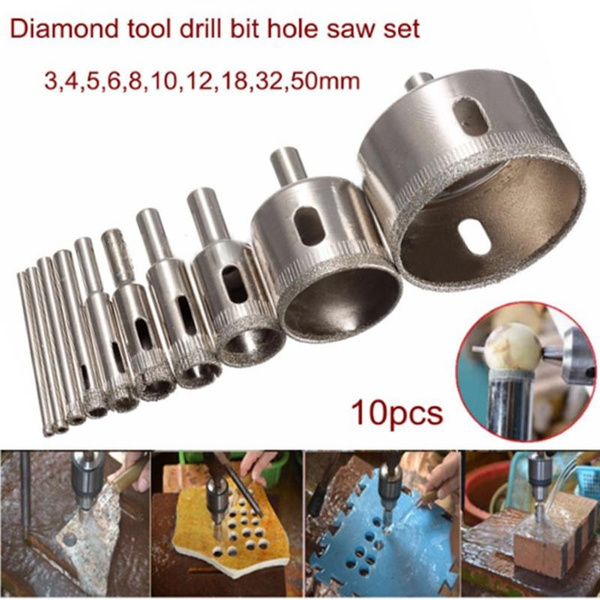 Durable 10pcs/set 3-50mm Diamond Tool Drill Bit Hole Saw Glass Ceramic ...