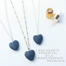 Trendy Lava Hearts Essential Oils Aromatherapy Necklace