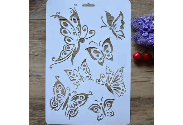 Stencil Butterflies Flying Scrapbook Crafts Paint Wall Decoration Fabric #79 