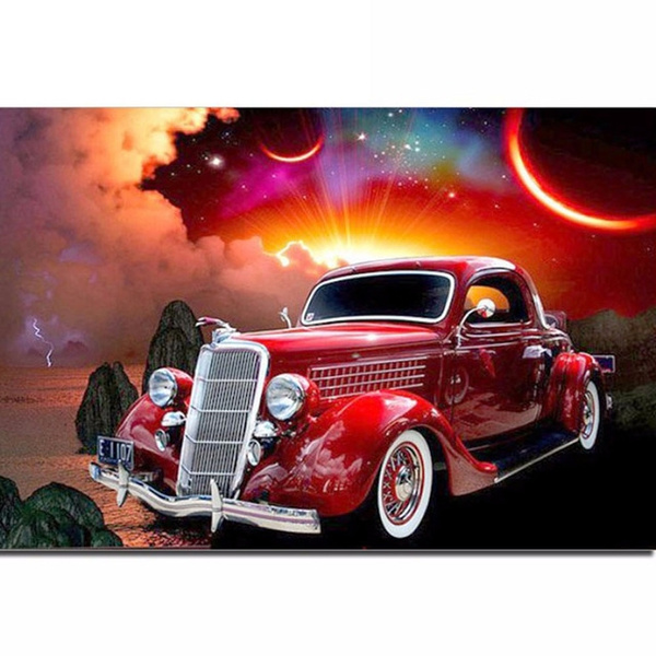 ZHONGYU 5D DIY Diamond Painting Sports Cars Diamond Embroidery Locomotive Diamond Mosaic Autos Cross Stitch Patterns Needlework Art 40 * 50