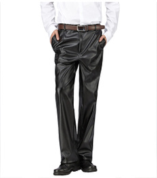 trousers, pants, leather, blackfauxleatherbikerpant