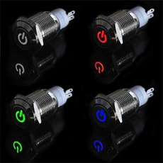 16mm 12V Car Silver Aluminum LED Power Push Button Switch Latching Valve