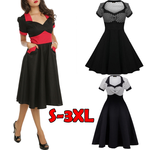 Vestidos 50s 60s Pleated Dress 