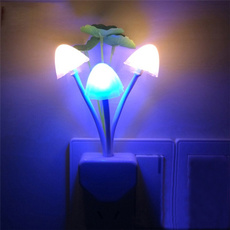 EU US Plug for Choose Romantic Colorful LED Mushroom Night Light Bed Lamp Home Illumination Light Sensor Automatic Startup EU/ US Plug