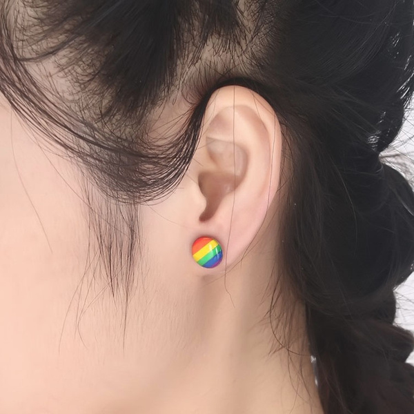 gay pride stud earrings