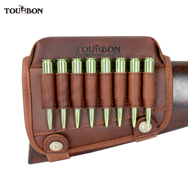Tourbon Leather & Canvas Recoil Pad With Cheek Rest & 6-Round Ammo Holder