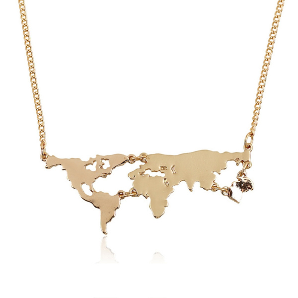 Statement Necklace Jewelry Global World Map Combination Pendant Necklace
