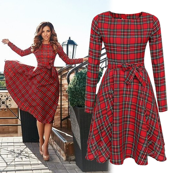 plaid dress long