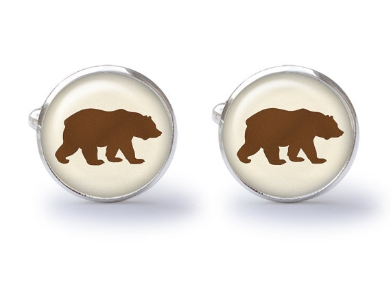 Bear Brown Forest Grizzly Zoo Cufflinks Fish Mammal Furry Chicago