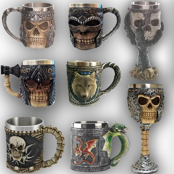 3d Vintage Beer Cup Large Capacity Beer Mug Colorful Skull Or Dragon Double  Wall Coffee Mug Office Stainless Steel Drinking Cup Halloween Gifts Day Of  The Dead Gifts - Temu