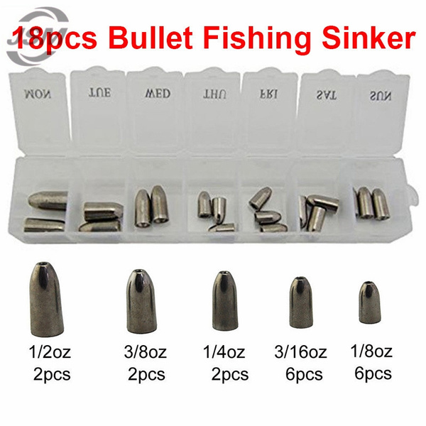 18pcs Tungsten Bullet Fishing Sinker For Texas Rig Plastic Worm