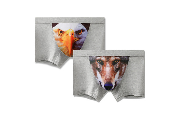 Wolf Pattern Soft Comfortable Boxer Briefs, Men's Underwear
