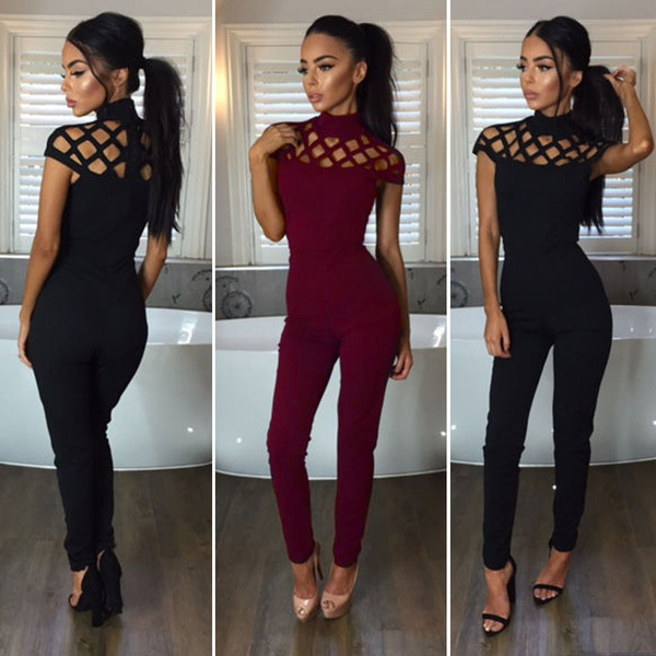 2017 Womens Hollow Out Jumpsuit Playsuit Work Night Club Bodycon Long ...