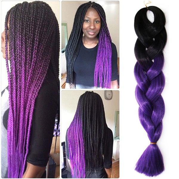 Ombre Expression Afro Kanekalon CORNROW Women Braiding Hair Black Purple  24'' Fiber Jumbo Braid Snythetic Braids Hair Extensions | Wish
