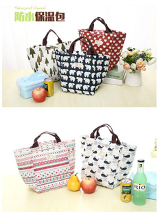 Mori Girl Style Simple Waterproof Canvas Portable Lunch Box Bag  Big Size Bag
