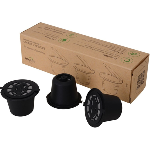 Lepeuxi Compatible con cápsula de café de Acero Inoxidable Nespresso Cápsula  de café Recargable Reutilizable Filtro de Taza con Cuchara de Cepillo  Polvo-Anillo de Prensa - PREYCA