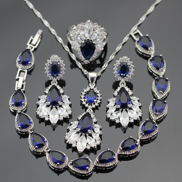 Blue zircon hot sale jewelry set