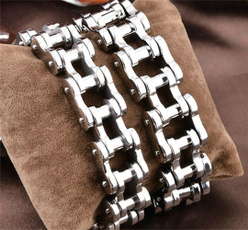 Design Jewelry Men's High Polish Stainless Steel Silver Tone Motorcycle Bicycle Chain Bracelets