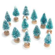 Mini Sisal Bottle Brush Snow Covered Christmas Trees Village Great Frost Ornament Decor 12Pcs