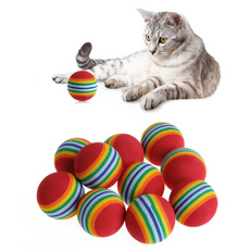 10 Pcs/Set Rainbow Ball Pet Toys EVA Soft Interactive Cat Dog Puppy Kitten Play Funny Colorful Gifts Chew Balls Pets Products MAR