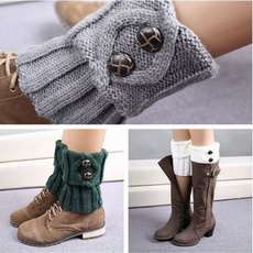 Women Winter Leg Warmers Socks Knit Boot Socks Toppers Cuffs Button Crochet