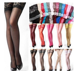 New M-XXL Size Women  Sexy Tights Stockings Lace Top Sheer Thighs High Silk Stockings High Quality Pantyhose Thigh High