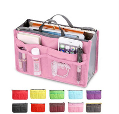 Practical Handbag Purse Nylon Dual Organizer Insert Cosmetic Storage Bag