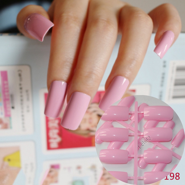 24pcs Flat Ultra Long Acrylic Nail Tips Princess Pink Fake Nails Full Wrap Finger Press On Nails Easily Diy 198l Wish