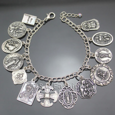 Charm Bracelet, Antique, medalsbracelet, prayerbracelet