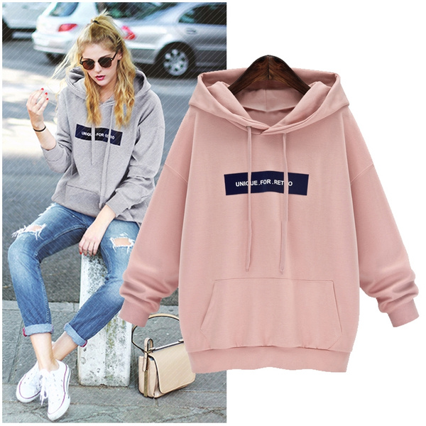 High Quality Women s Casual Hoodies Letter Print Unique for Retro