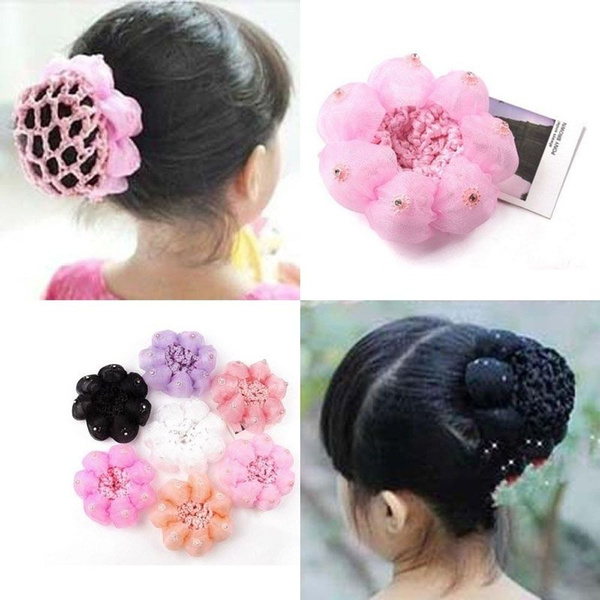 Cute flower girl bun mesh for hair for baby bun net bun cover accessories@9ZN