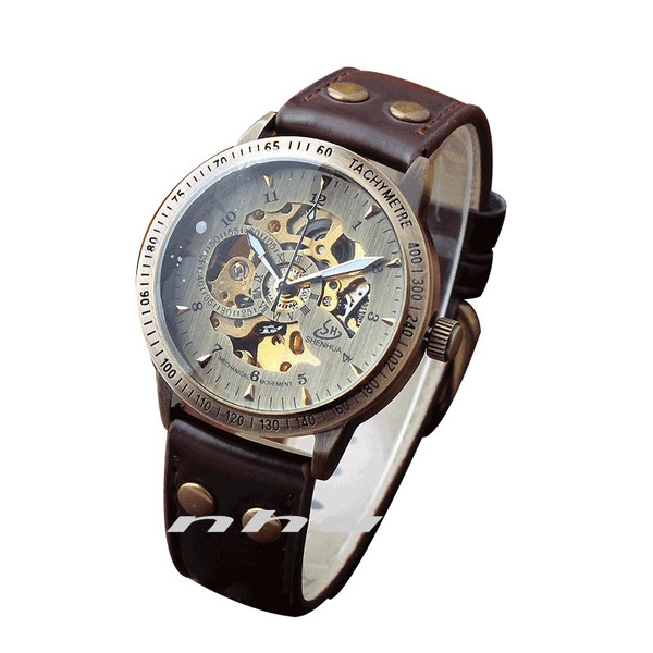 bronze skeleton watch