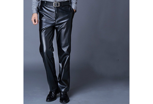 men's leather loose fit pants