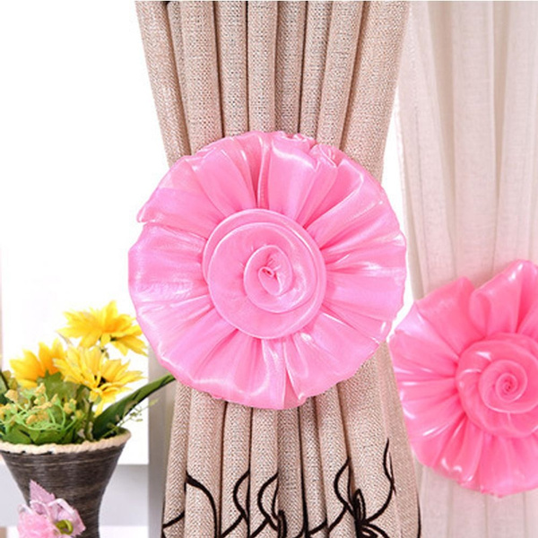 Decorative Rose Flower Beautiful Holder Curtain Tie Backs Voile Drape Tieback 