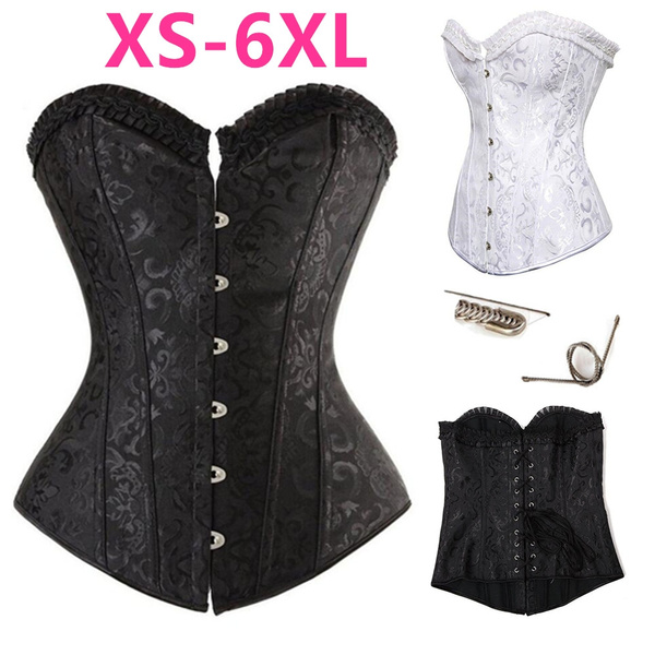 Hot Steel Boned Corset Sexy Waist Women's Training Shapper Overbust Lace Up  Black White Corsets and Bustiers Plus Size XS-6XL