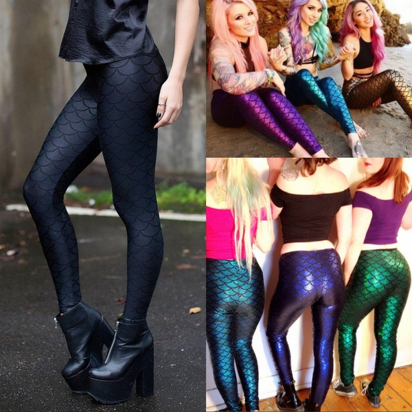 Women's Ladies Mermaid skinny Leggings with Scale compression for