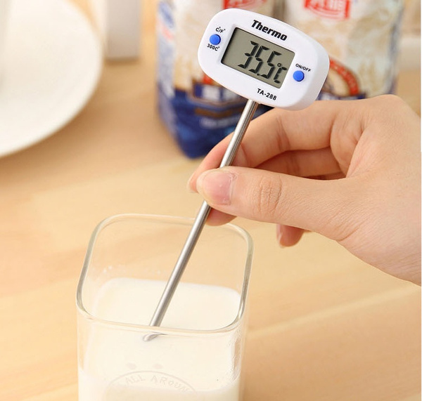 Household Kitchen Liquid Food Oil and Milk Digital Probe Temperature Electronic Thermometer for Cooking, Silver