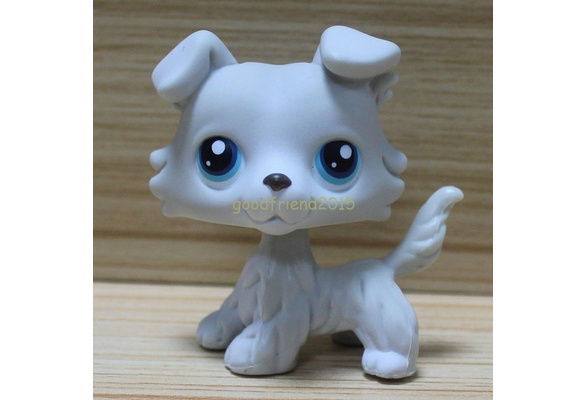 Littlest Pet Shop LPS Collie Puppy Dog #363 Light Grey Blue Eyes USA SELLER 